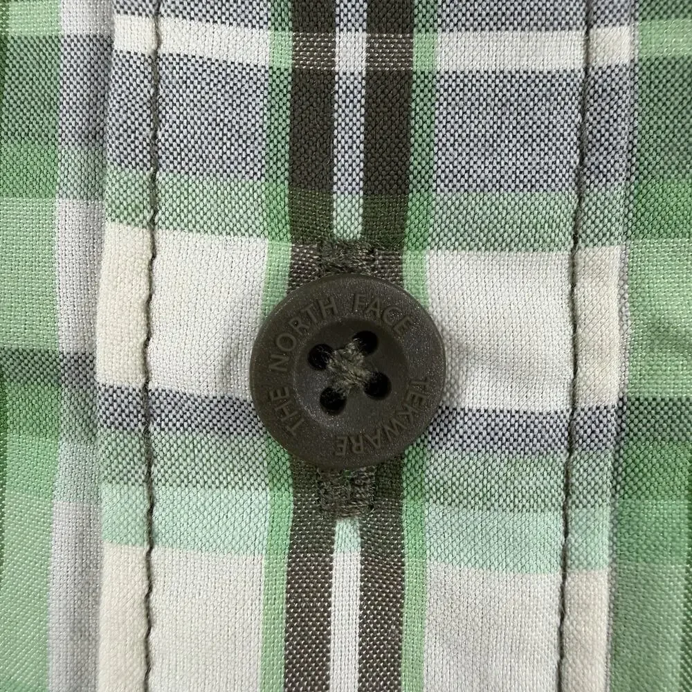 The North Face Button Up Shirt Mens XL Green Plaid Short Sleeve Outdoor Hiking
